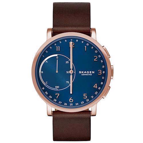 Image of Skagen Connected Hagen rosa forgyldt stål quartz med tre visere herre ur, model SKT1103